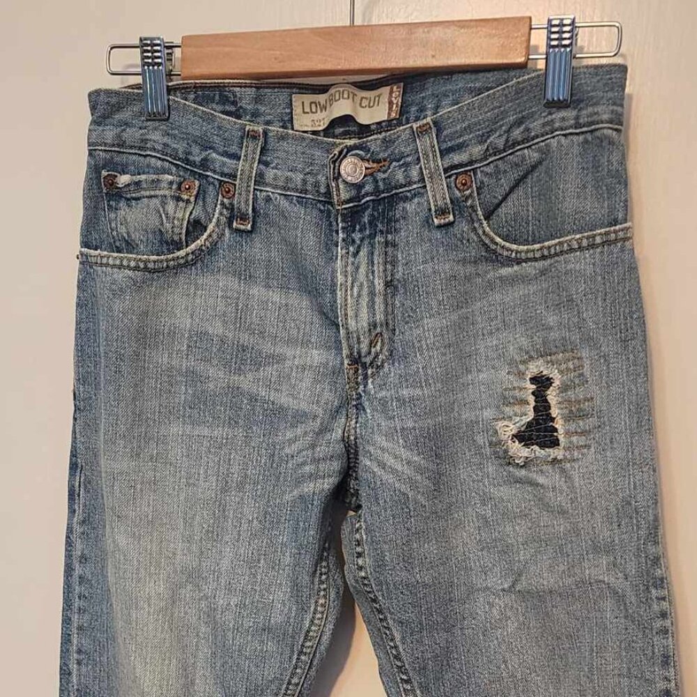 Levi's vintage low boot cut 527 flares with patches